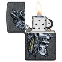 WOLF SKULL FEATHER DESIGN-ZIPPO (DS)
