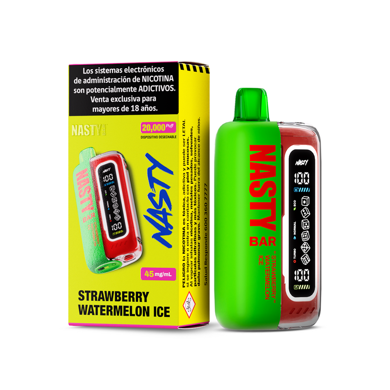 VAPORIZADOR BAR 20000 STRAWBERRY WATERMELON ICE (FRUTILLA SANDIA) - NASTY (DS)