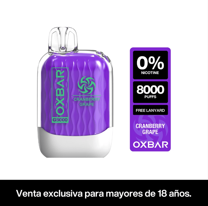 VAPORIZADOR G8000 ZERO CRANBERRY GRAPE-OXBAR (DS)