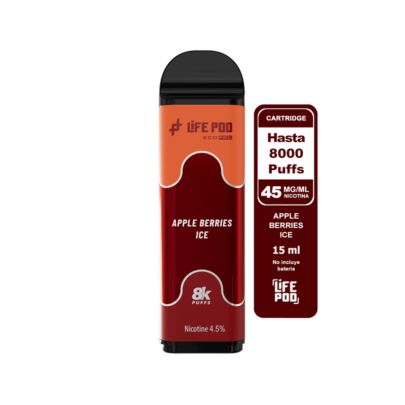 RECARGA 8000 APPLE BERRIES ICE 4.5%-LIFE POD