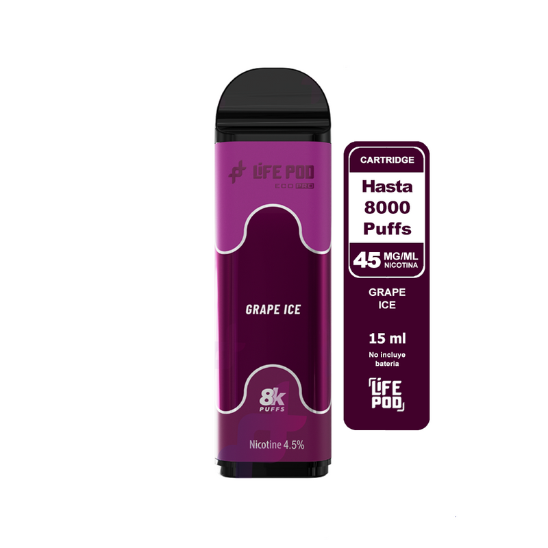 RECARGA 8000 GRAPE ICE 4.5%-LIFE POD