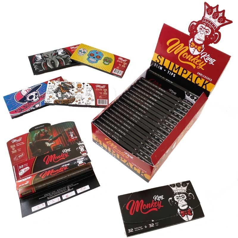 PACK KS SLIM UNBLEACHED + TIPS 24UDS MONKEY KING