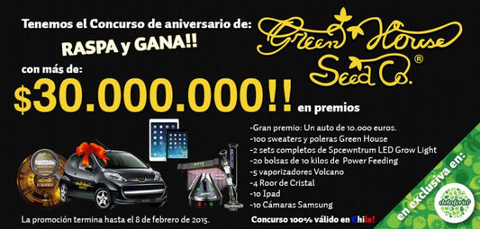Delaferia tiene en exclusiva el Concurso de Aniversario “Raspa y Gana” de Green House Seeds