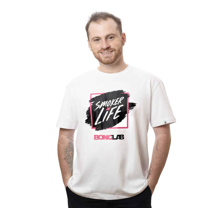WHITE SHIRT SMOKER LIFE XXL BONGLAB-MERCHANDISE (DS)