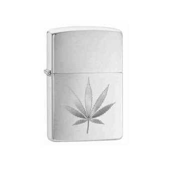 CHROME MARIJUANA LEAF DESIGN-ZIPPO (DS)