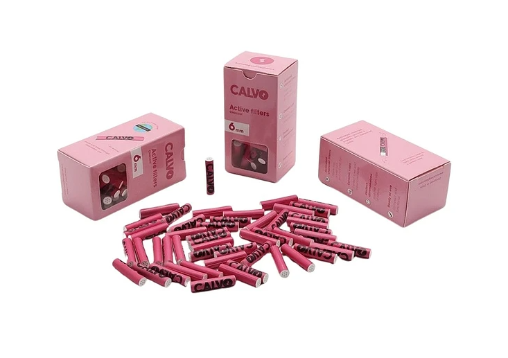 DISPLAY X6 CAJA FILTRO CARBON ACTIVADO PINK 50U-CALVO