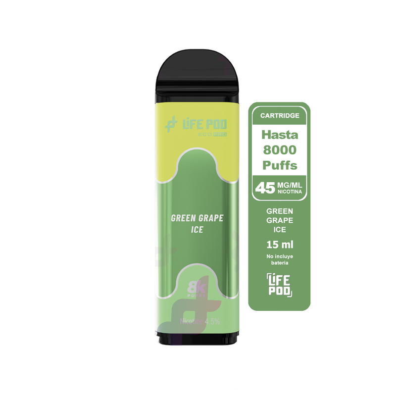 RECARGA 8000 GREEN GRAPE ICE 4.5%-LIFE POD
