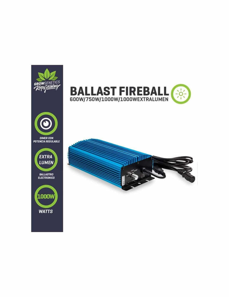 BALASTRO ELECTRONICO REGULABLE FIREBALL 600/1000W EXTRA LUMEN-GROW GENETICS (DS)
