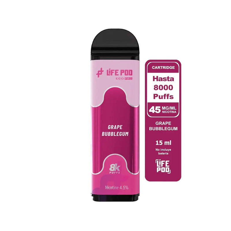 RECARGA 8000 GRAPE BUBBLEGUM 4,5%- LIFE POD (DS)