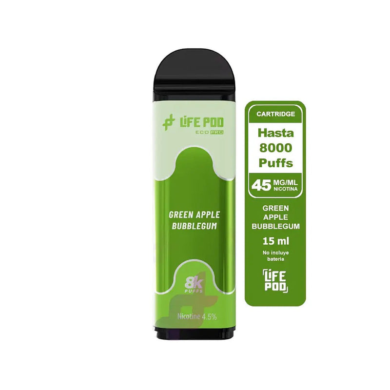 RECARGA 8000 GREEN APPLE BUBBLEGUM 4,5%- LIFE POD