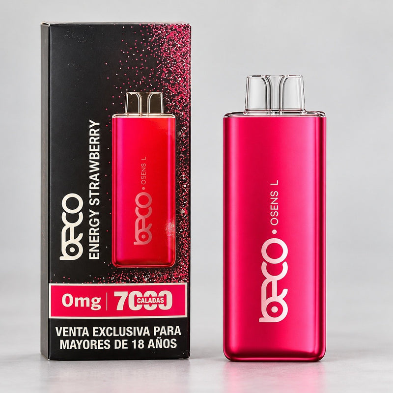 VAPORIZADOR OSENS L ENERGY STRAWBERRY 7000 PUFFS 0% NICOTINA - BECO (DS)