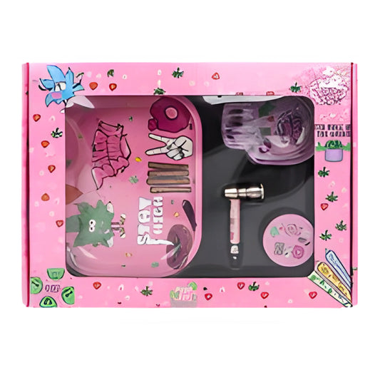 Kit Pink STAY HIGH (Baked Bunny) Bandeja, Grinder, Pipa y Cenicero