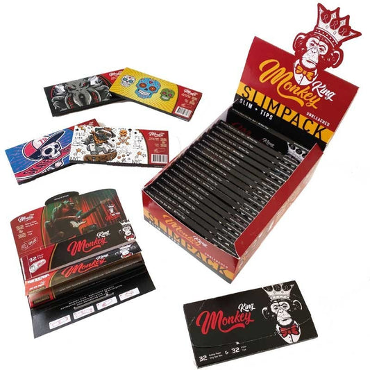 PACK KS SLIM UNBLEACHED + TIPS 24UDS MONKEY KING