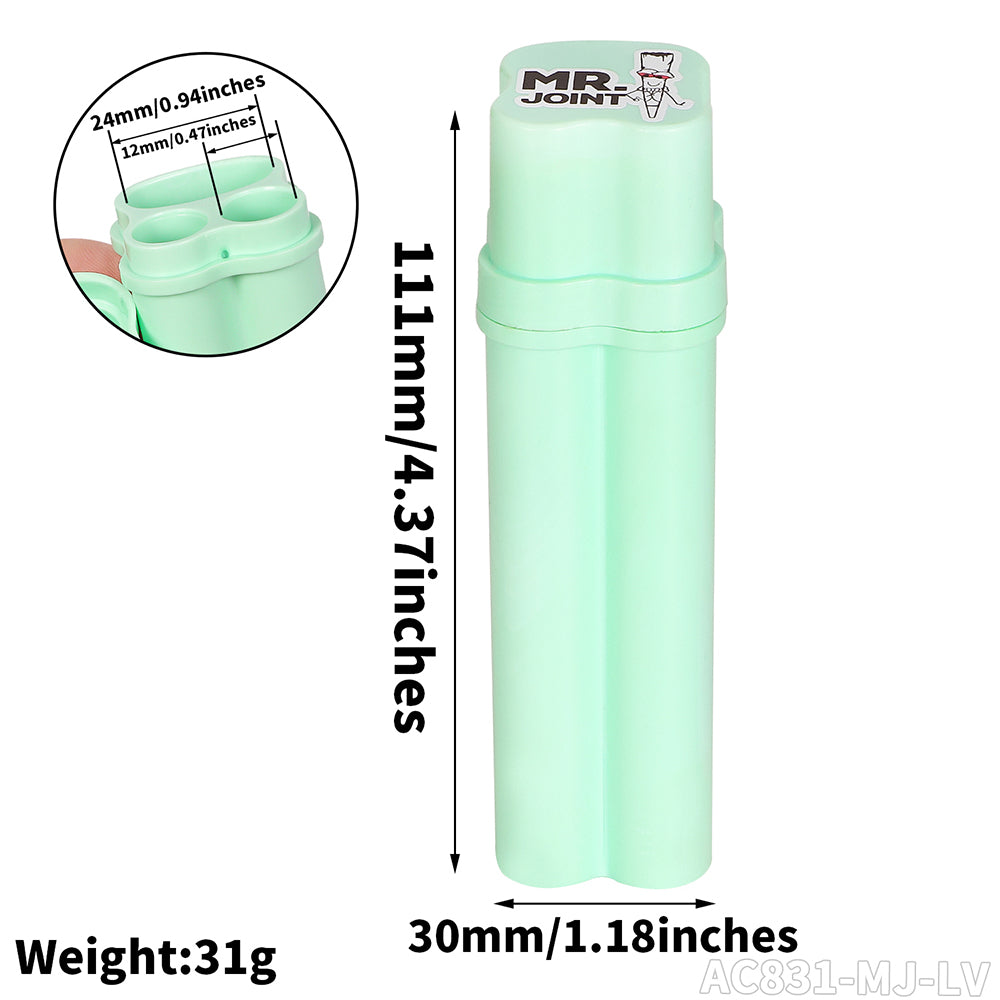 Contenedor 2 Preroll + porta encendedor Plastico (Mr Joint)