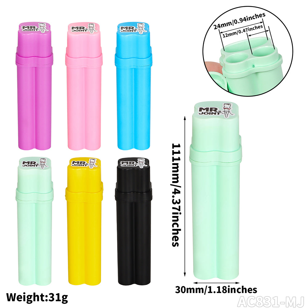 Contenedor 2 Preroll + porta encendedor Plastico (Mr Joint)
