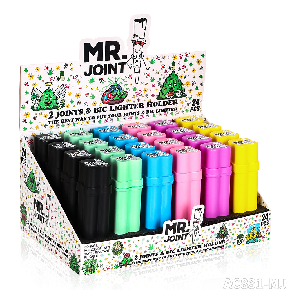 Contenedor 2 Preroll + porta encendedor Plastico (Mr Joint)