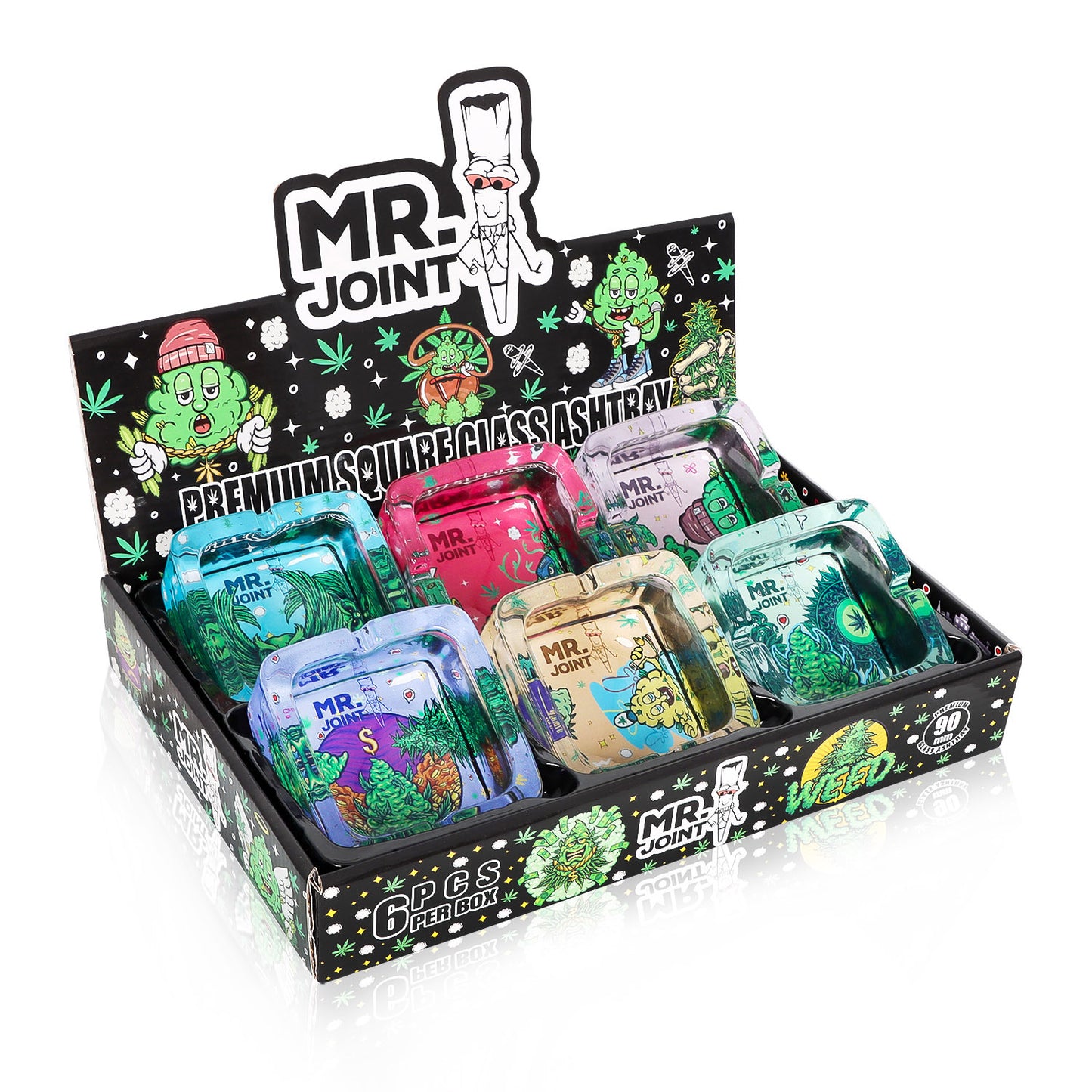 Cenicero Cuadrado (Mr Joint) vidrio 90mm