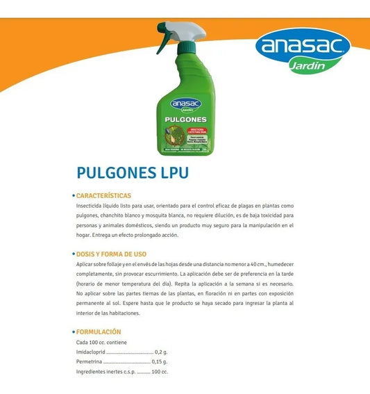 INSECTICIDA PULGONES GREEN LINE ANASAC 500 cc