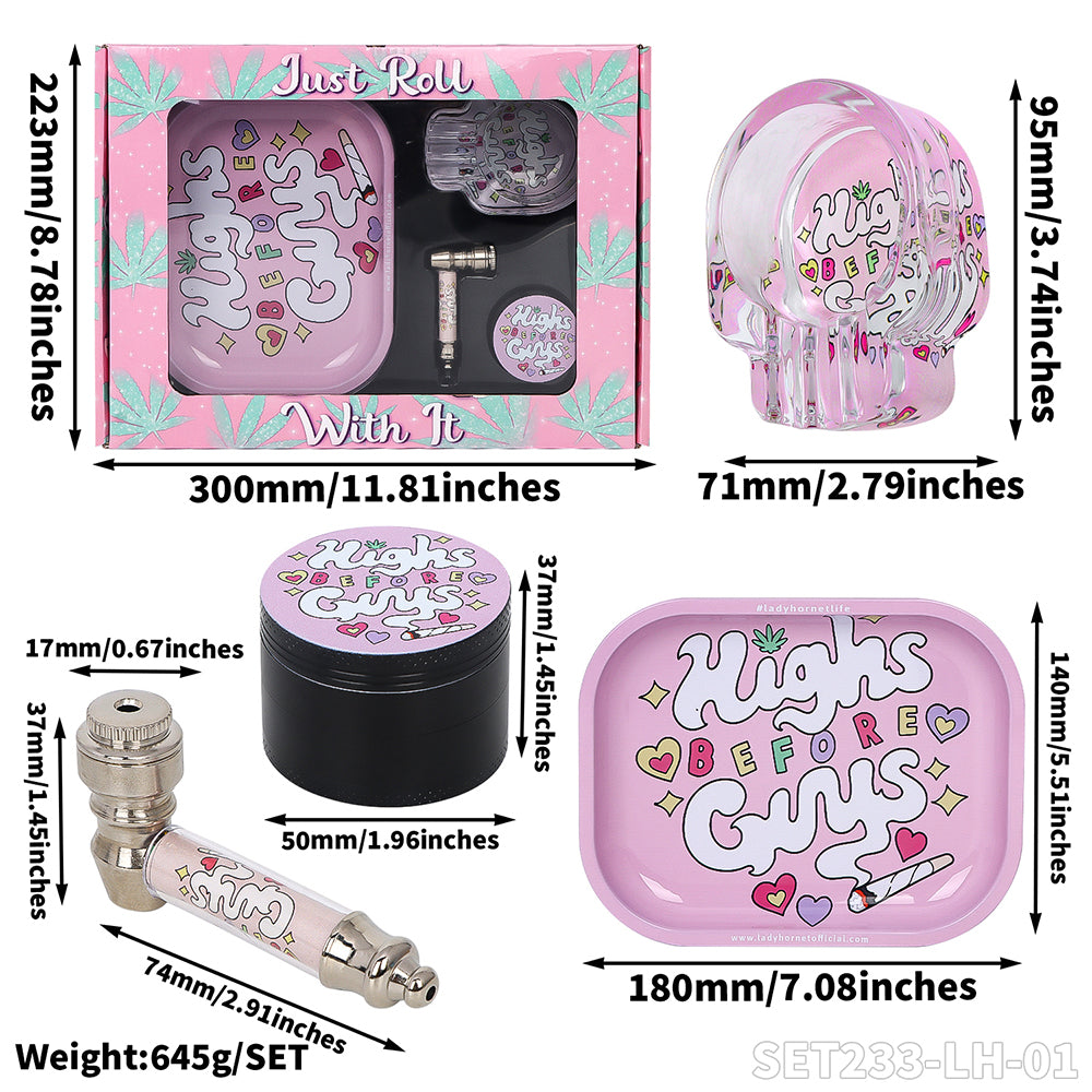 Kit Pink HIGH GUYS (Baked Bunny) Bandeja, Grinder, Pipa y Cenicero