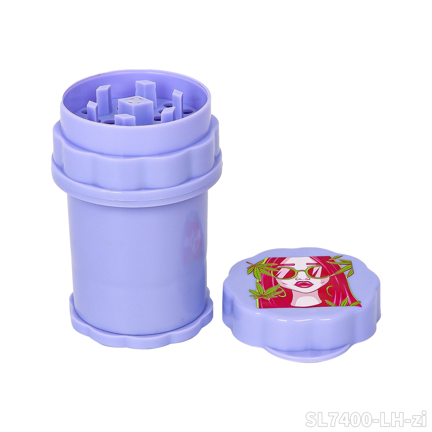 Grinder Plastico Purple (Lady Hornet) con contenedor