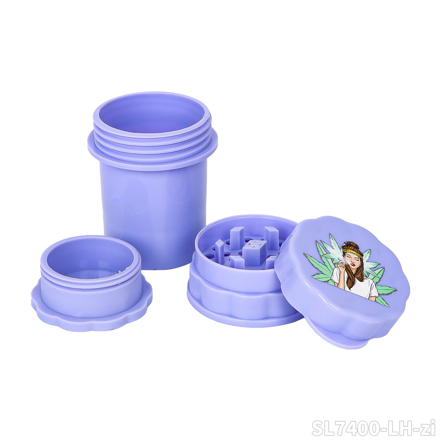 Grinder Plastico Purple (Lady Hornet) con contenedor