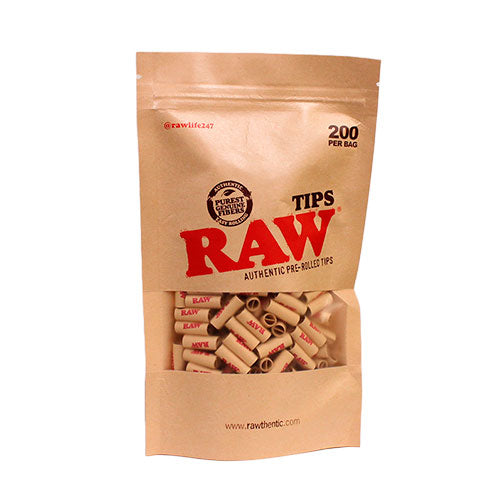 Boquillas o Tips Raw Preenrolados Bolsa Hermética 200unidades