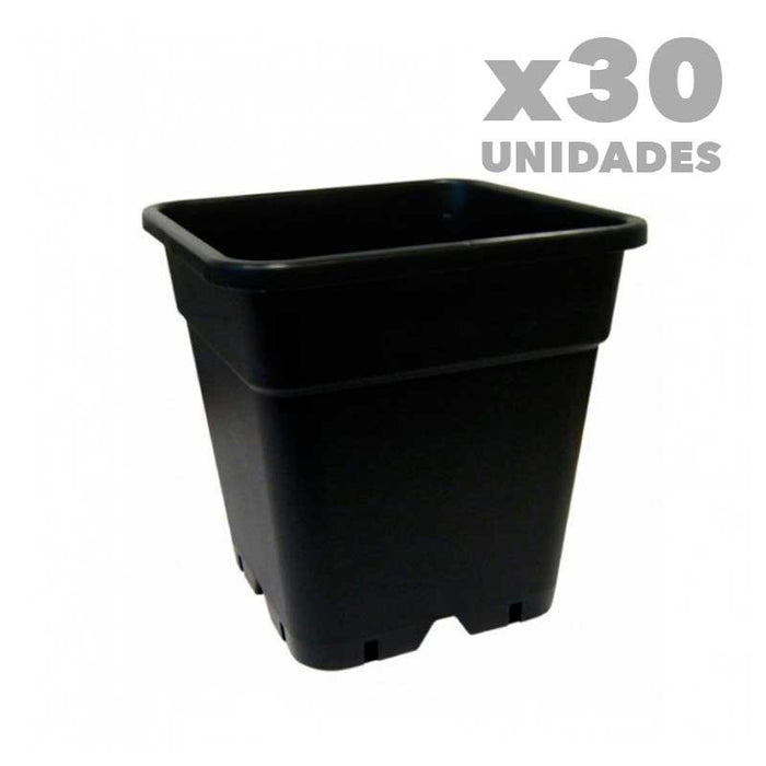 MACETA CUADRADA NEGRA 7L 20X20X27CM 30UDS