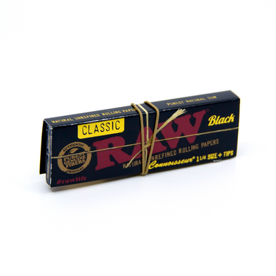 Papelillo Raw Black Connoisseur + Tips 1 1/4