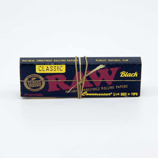 Papelillo Raw Black Connoisseur + Tips 1 1/4