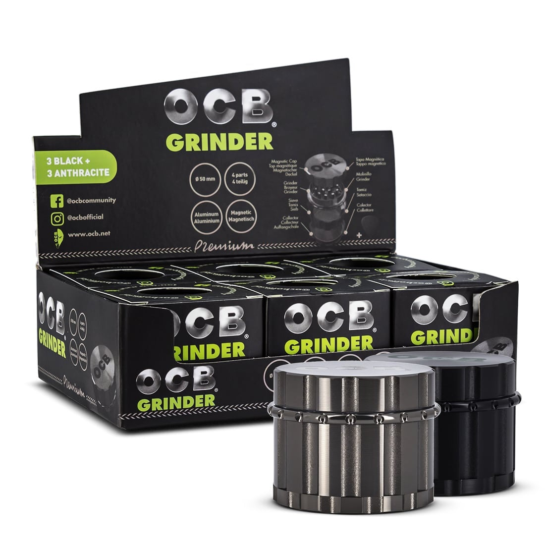 Grinder (OCB) Aluminio 4 Partes 50mm