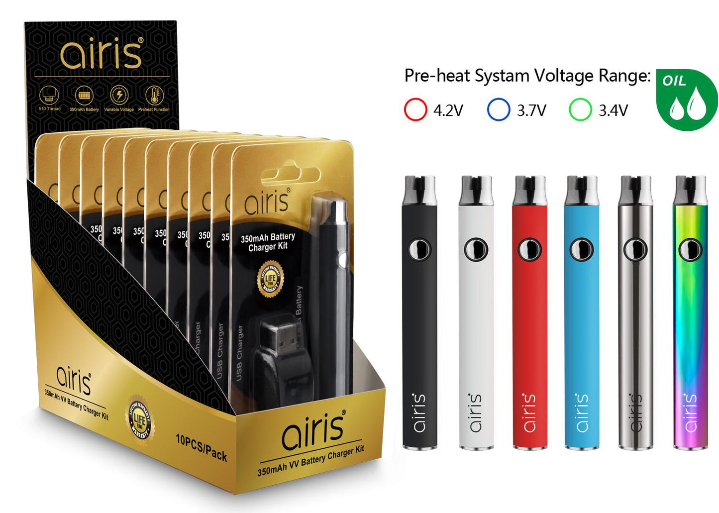 Bateria Airis para Catridge hilo 510 - 350 mAh